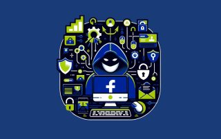 Illustration mit einem Hacker hinter einem PC zu Facebook-Betrugsmaschen